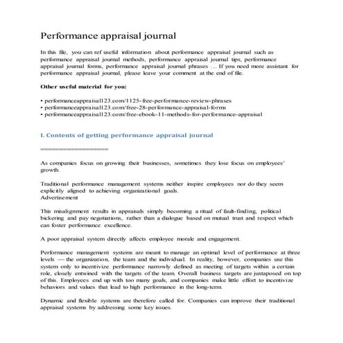 Performance appraisal journal