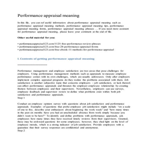 Performance appraisal meaning
