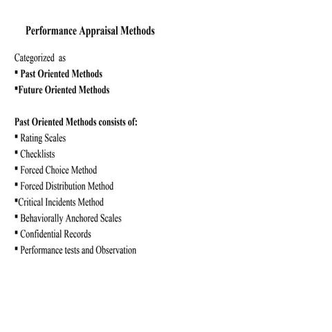 Performance appraisal methods