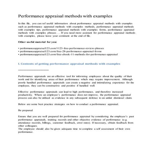 Performance appraisal methods with examples