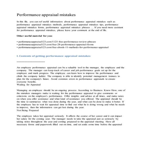 Performance appraisal mistakes