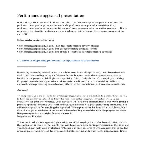 Performance appraisal presentation