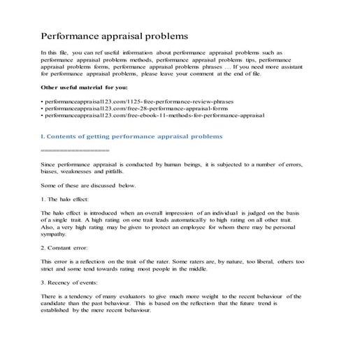 Performance appraisal problems