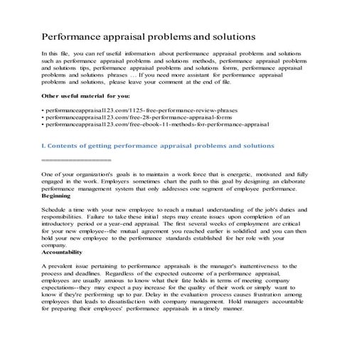 Performance appraisal problems and solutions