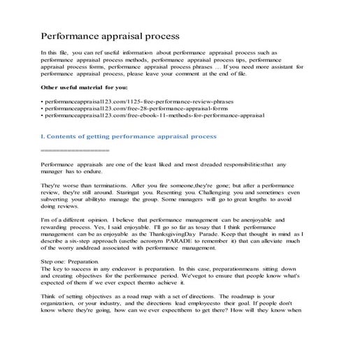 Mba project on performance appraisal | DOCX