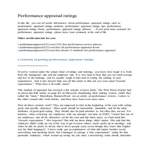 Performance appraisal ratings