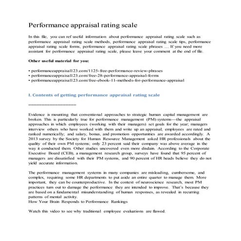 Performance appraisal rating scale