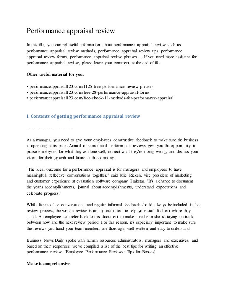 Help writing performance reviews