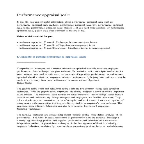 Performance appraisal scale