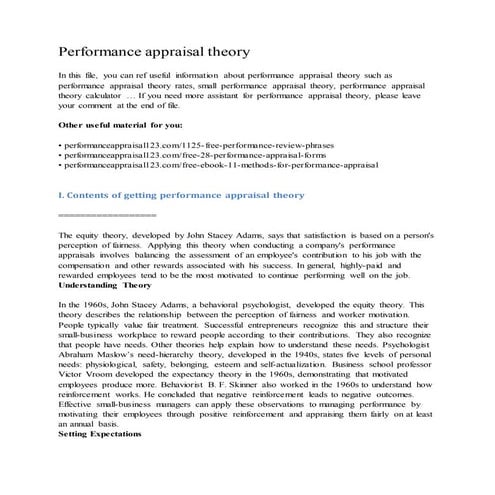 Performance appraisal theory