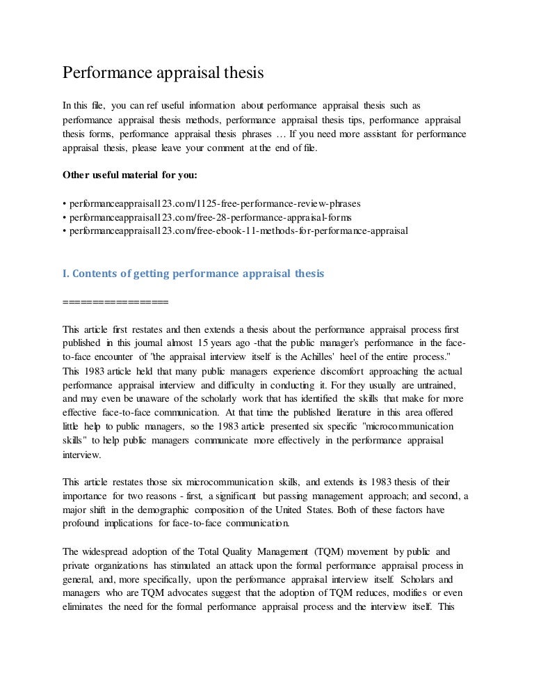 Sample dissertation on performance appraisal 08 image