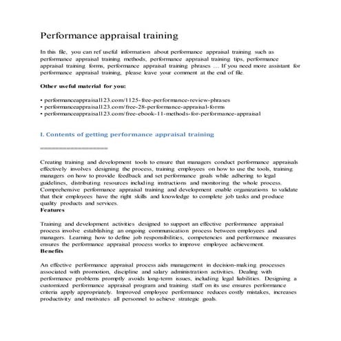 Performance appraisal training