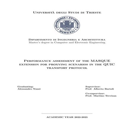 Performance assessment of the MASQUE extension for proxying scenarios in the ...