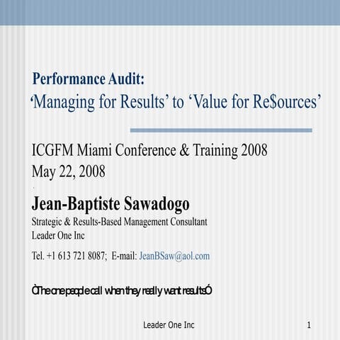 Performance audit management for results