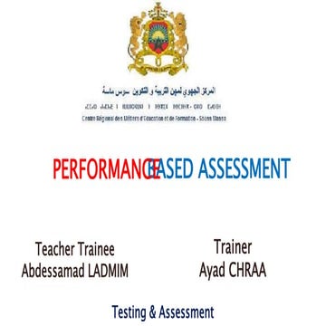 Performance based assessment by ladmim abdessamad - crmef-sm