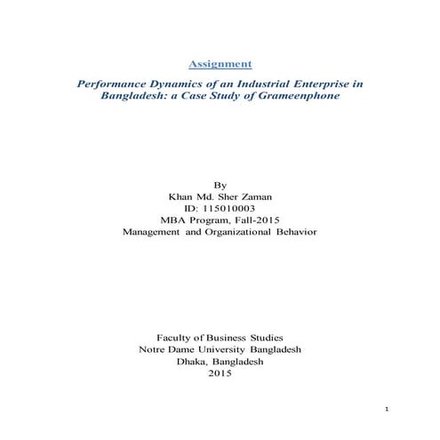 Performance dynamics of an industrial enterprise in bangladesh a case study o...