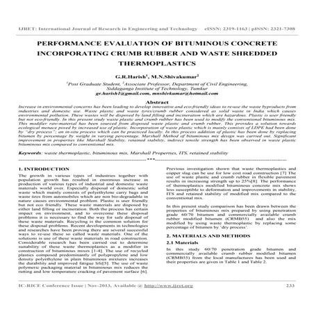 Performance evaluation of bituminous concrete incorporating crumb rubber and ...