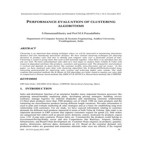 Performance evaluation of clustering algorithms | PDF