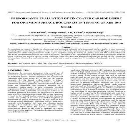 Performance evaluation of ti n coated carbide insert