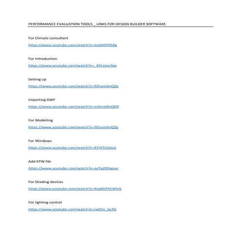Performance evaluation tools   links