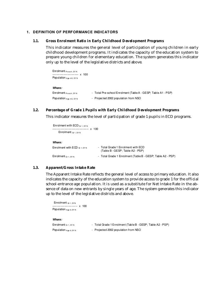Performance indicators definition_of_terms_and_formula