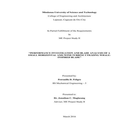 Performance investigation and blade analysis of a small horizontal axis wind ...