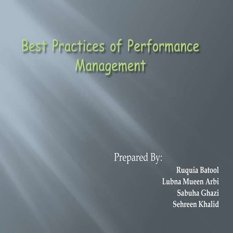 Performance management