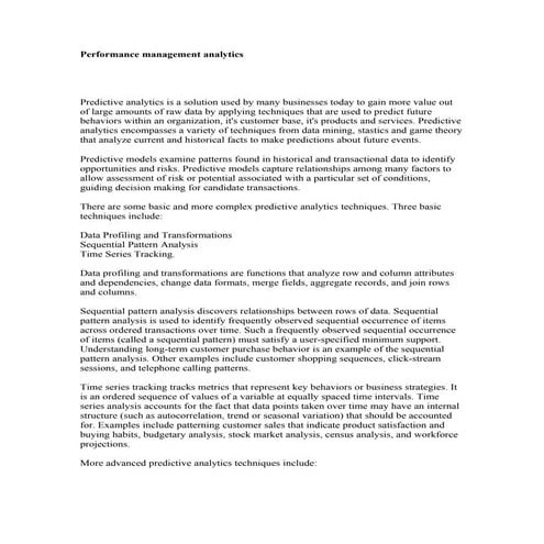 Performance management analytics