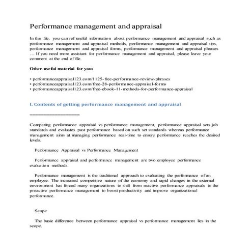 Performance management and appraisal