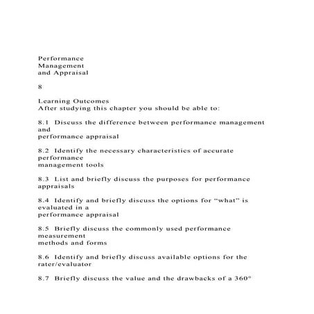 Performance Management  and Appraisal8Learning Out.docx
