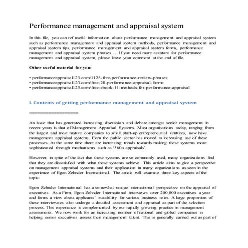 Performance management and appraisal system