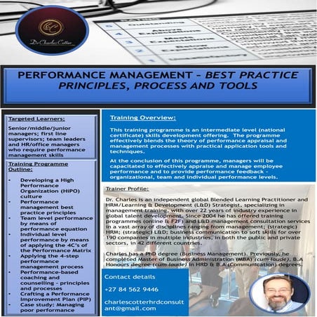 PERFORMANCE MANAGEMENT – BEST PRACTICE PRINCIPLES_PROCESS_TOOLS_Facilitated b...