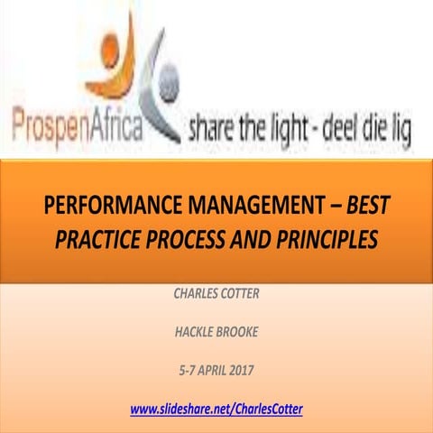 Performance management – Best Practice Process and Principles 