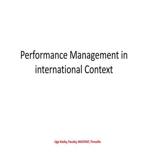 Performance management in international context