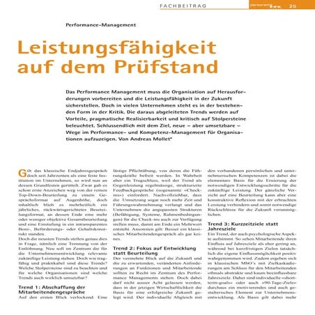 Performance-Management - Leistungsfähigkeit auf dem Prüfstand