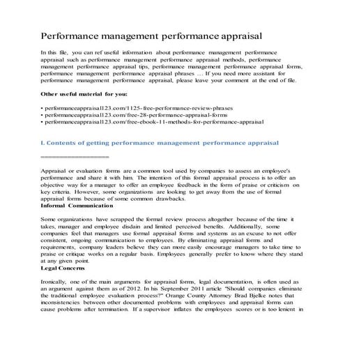 Performance management performance appraisal