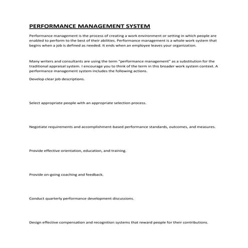 Performance management system
