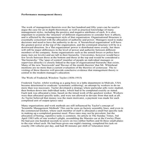Performance management theory