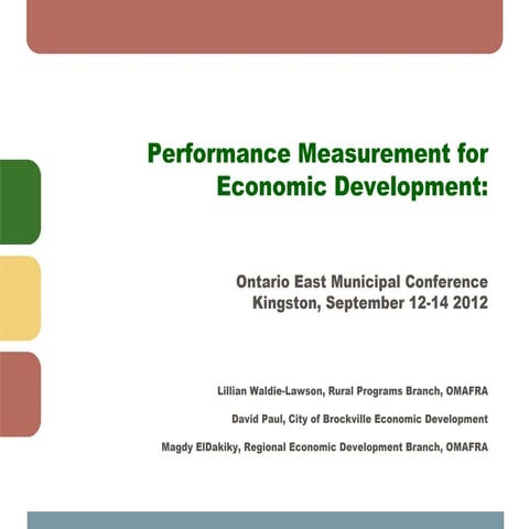 Performance Measurement Resources for Economic Development 