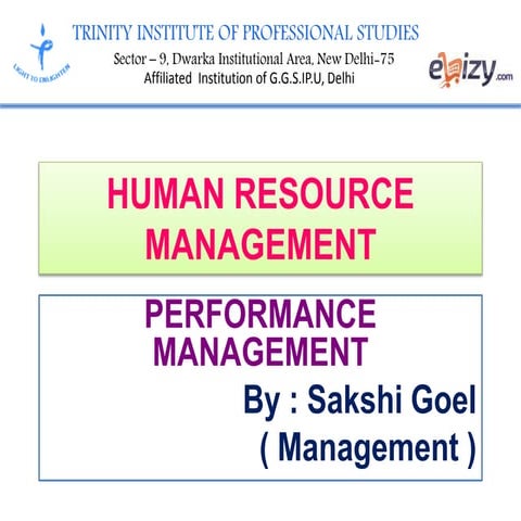 HUMAN RESOURCE MANAGEMENT- PERFORMANCE MANAGEMENT