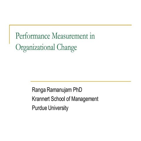 Ranga Ramanujam Performance Measurement Slides