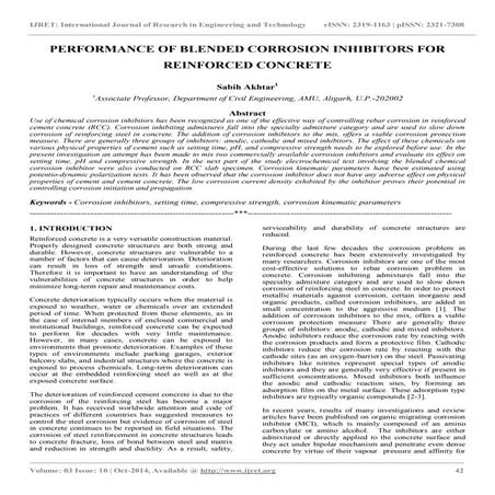 Performance of blended corrosion inhibitors for reinforced concrete