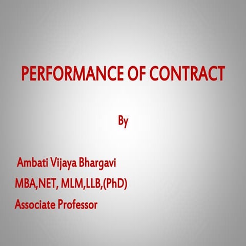 Performance of contract
