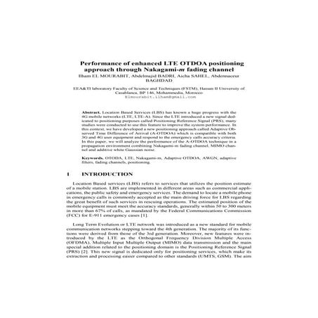 Performance of enhanced lte otdoa position ing approach through nakagami-m fa...