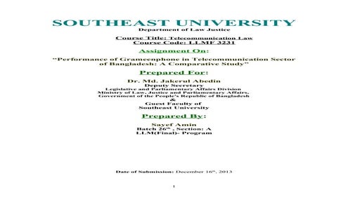 Performance of grameenphone in telecommunication sector of bangladesh a compa...