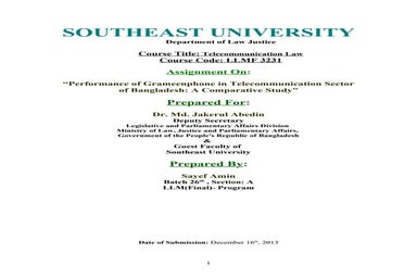 Performance of grameenphone in telecommunication sector of bangladesh a compa...