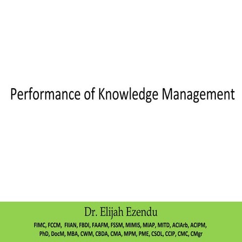 Performance of Knowledge Management