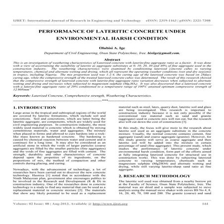 Performance of lateritic concrete under