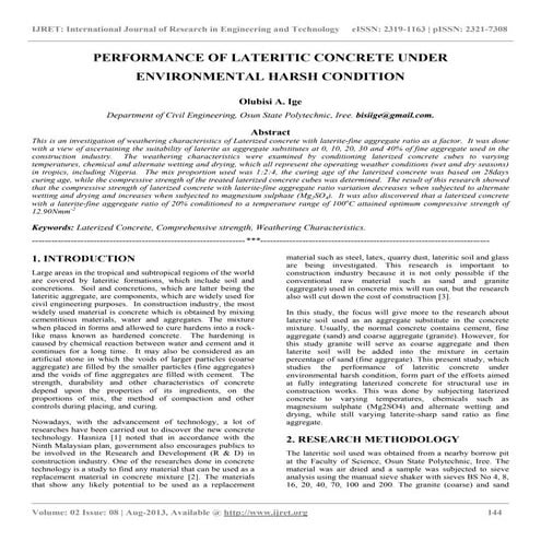 Performance of lateritic concrete under environmental harsh condition