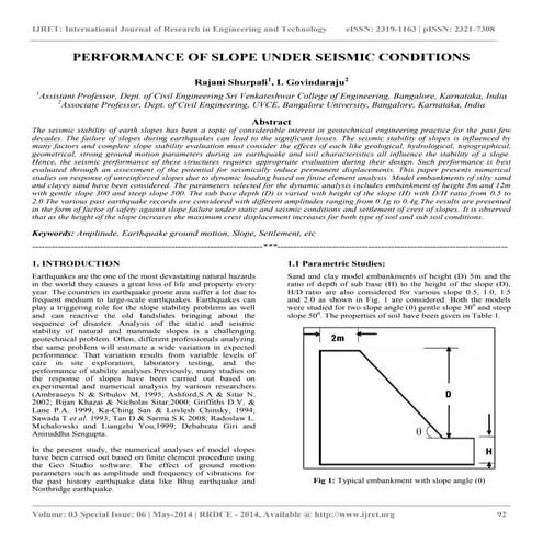 Performance of slope under seismic conditions